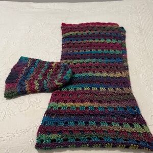 Multicolor Knit Scarf and Hat Set